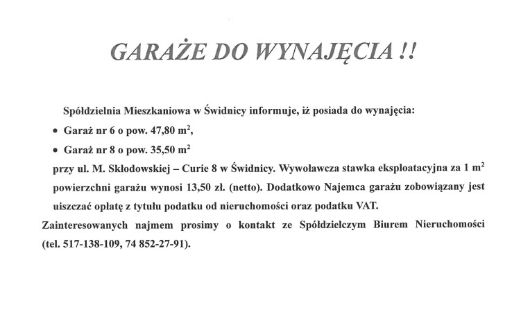 obiekt na wynajem - Świdnica